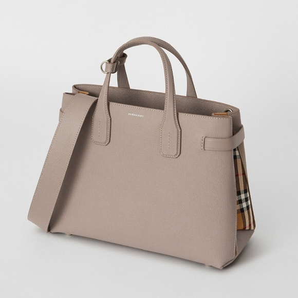 Burberry Handbags - Burberry Medium Banner House Check Leather Tote Bag